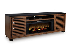 Kallari Warm Brown/Black XL TV Stand w/Fireplace Option - Ornate Home