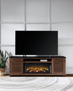 Kallari Warm Brown/Black XL TV Stand w/Fireplace Option - Ornate Home