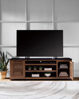 Kallari Warm Brown/Black XL TV Stand w/Fireplace Option - Ornate Home