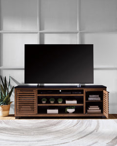 Kallari Warm Brown/Black XL TV Stand w/Fireplace Option - Ornate Home