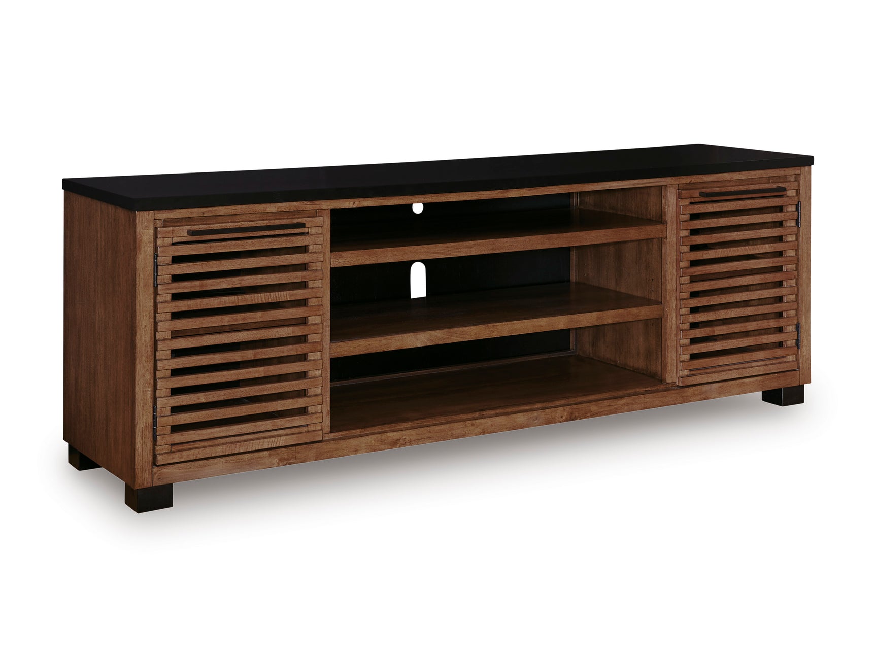 Kallari Warm Brown/Black XL TV Stand w/Fireplace Option - Ornate Home