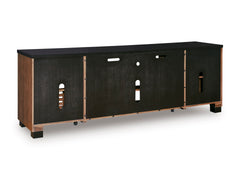 Kallari Warm Brown/Black XL TV Stand w/Fireplace Option - Ornate Home