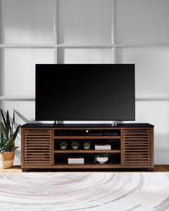 Kallari Warm Brown/Black XL TV Stand w/Fireplace Option - Ornate Home