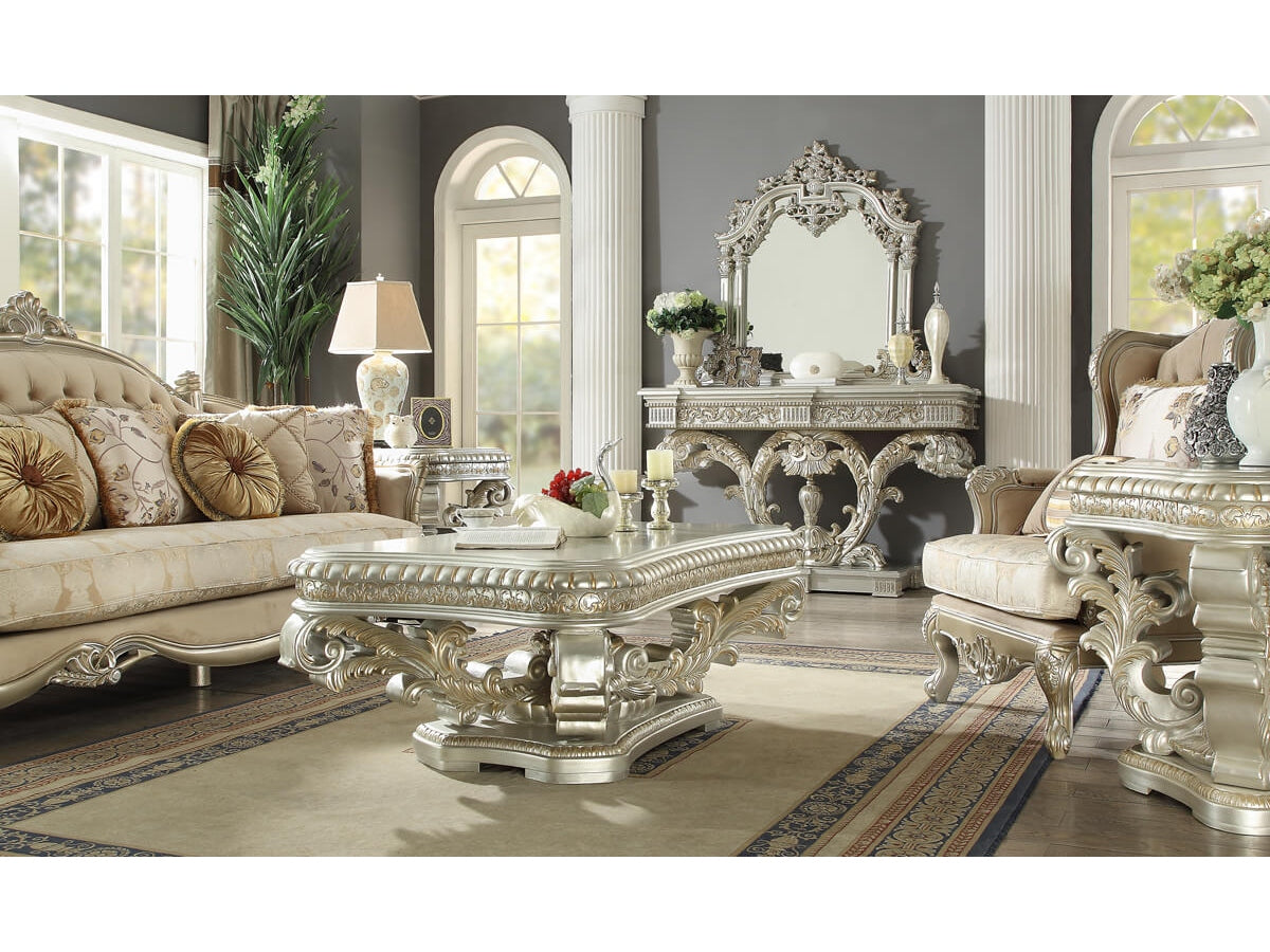 Kallista Silver 3pc Coffee Table Set  / HD-8088 - Ornate Home
