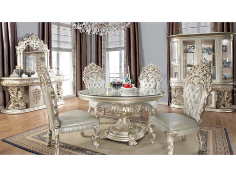 Kallista Silver 5pc Round Dining Set  / HD-8088 - Ornate Home