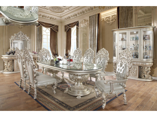 Kallista Silver 7pc Rectangular Dining Set  / HD-8088 - Ornate Home