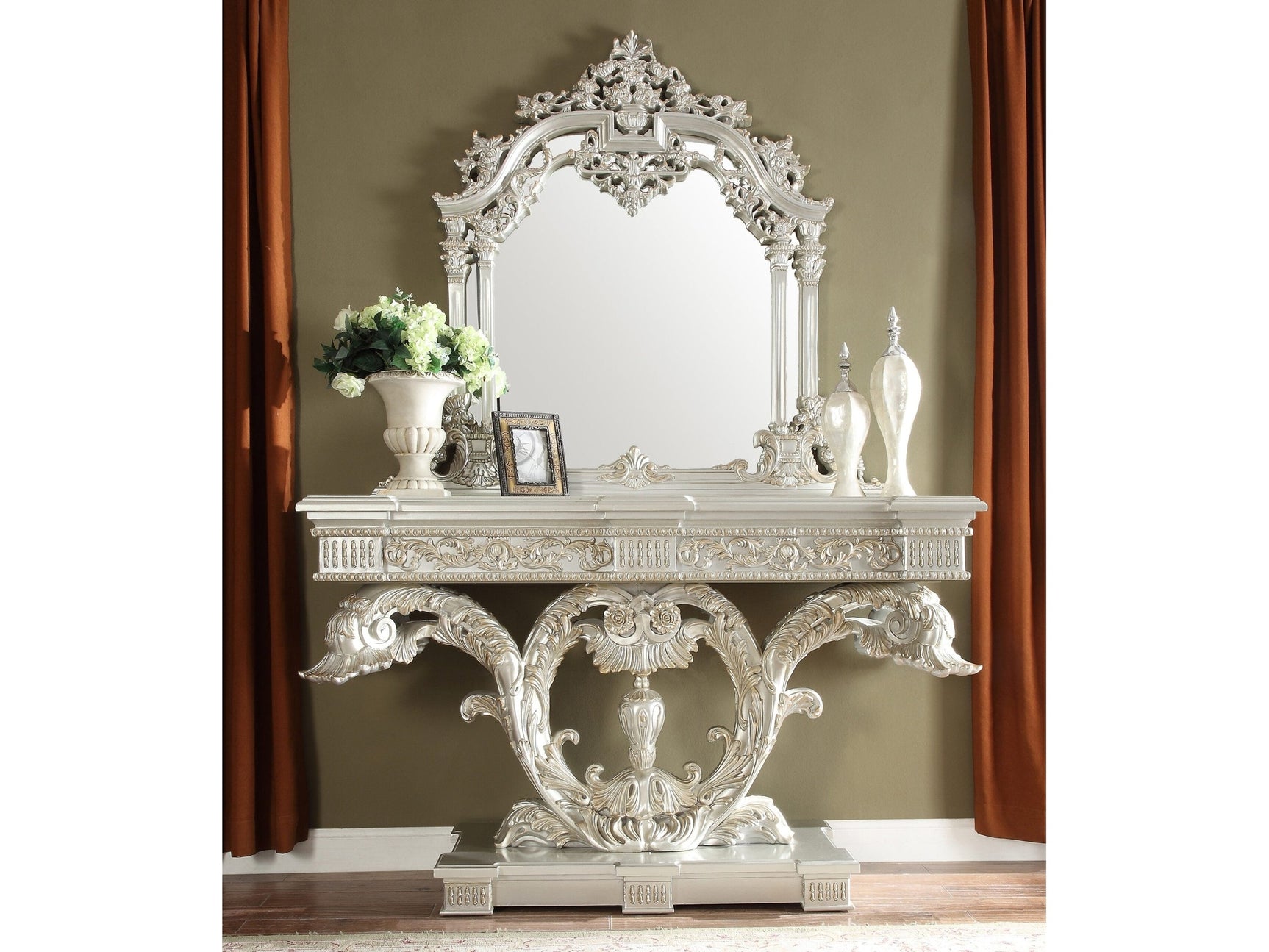Kallista Silver Console Table  / HD-8088 - Ornate Home