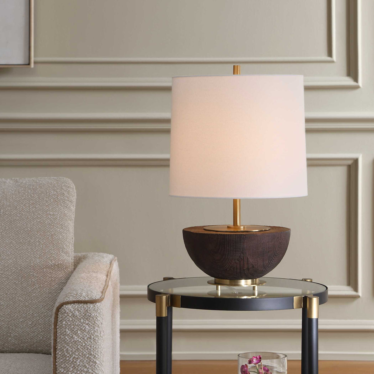 Kalo Brown Semi-Circular Table Lamp - Ornate Home