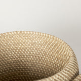 Kalopa Brown Seagrass Floor Baskets with Flat Handled Lid (Set of 2) - Ornate Home