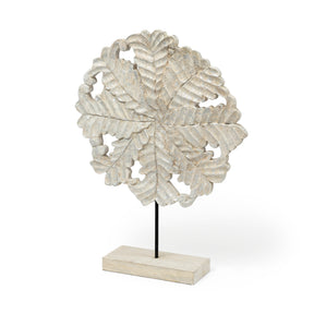 Kamara Whitewash/Antiqued Silver Large Wood Botanical Decorative Object - Ornate Home