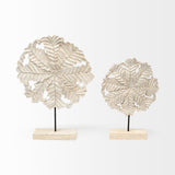 Kamara Whitewash/Antiqued Silver Large Wood Botanical Decorative Object - Ornate Home