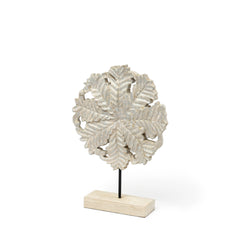 Kamara Whitewash/Antiqued Silver Small Wood Botanical Decorative Object - Ornate Home