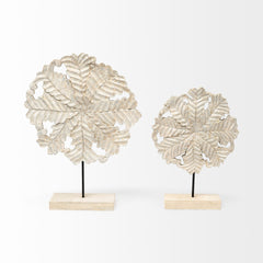 Kamara Whitewash/Antiqued Silver Small Wood Botanical Decorative Object - Ornate Home
