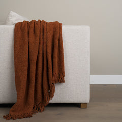 Kambal Copper Rust Woven Cotton Throw Blanket - Ornate Home