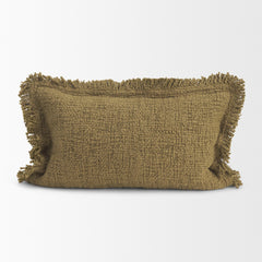 Kambal Dark Olive 13x21 Cotton Pillow Cover with Down Filler