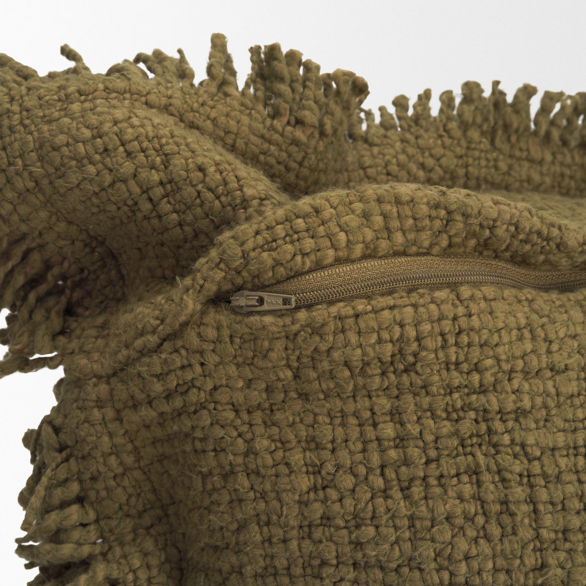 Kambal Dark Olive 13x21 Cotton Pillow Cover with Down Filler - Ornate Home