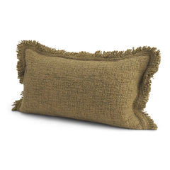 Kambal Dark Olive 14x26 Cotton Pillow Cover with Down Filler - Ornate Home