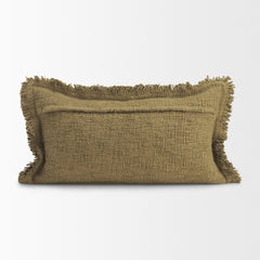Kambal Dark Olive 14x26 Cotton Pillow Cover with Down Filler - Ornate Home