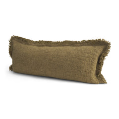 Kambal Dark Olive 14x36 Cotton Pillow Cover with Down Filler - Ornate Home