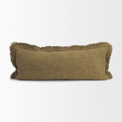 Kambal Dark Olive 14x36 Cotton Pillow Cover with Down Filler - Ornate Home