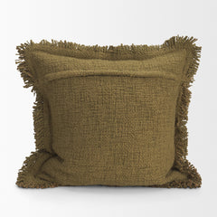 Kambal Dark Olive 20x20 Cotton Pillow Cover with Down Filler - Ornate Home