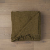 Kambal Dark Olive Green Woven Cotton Throw Blanket - Ornate Home