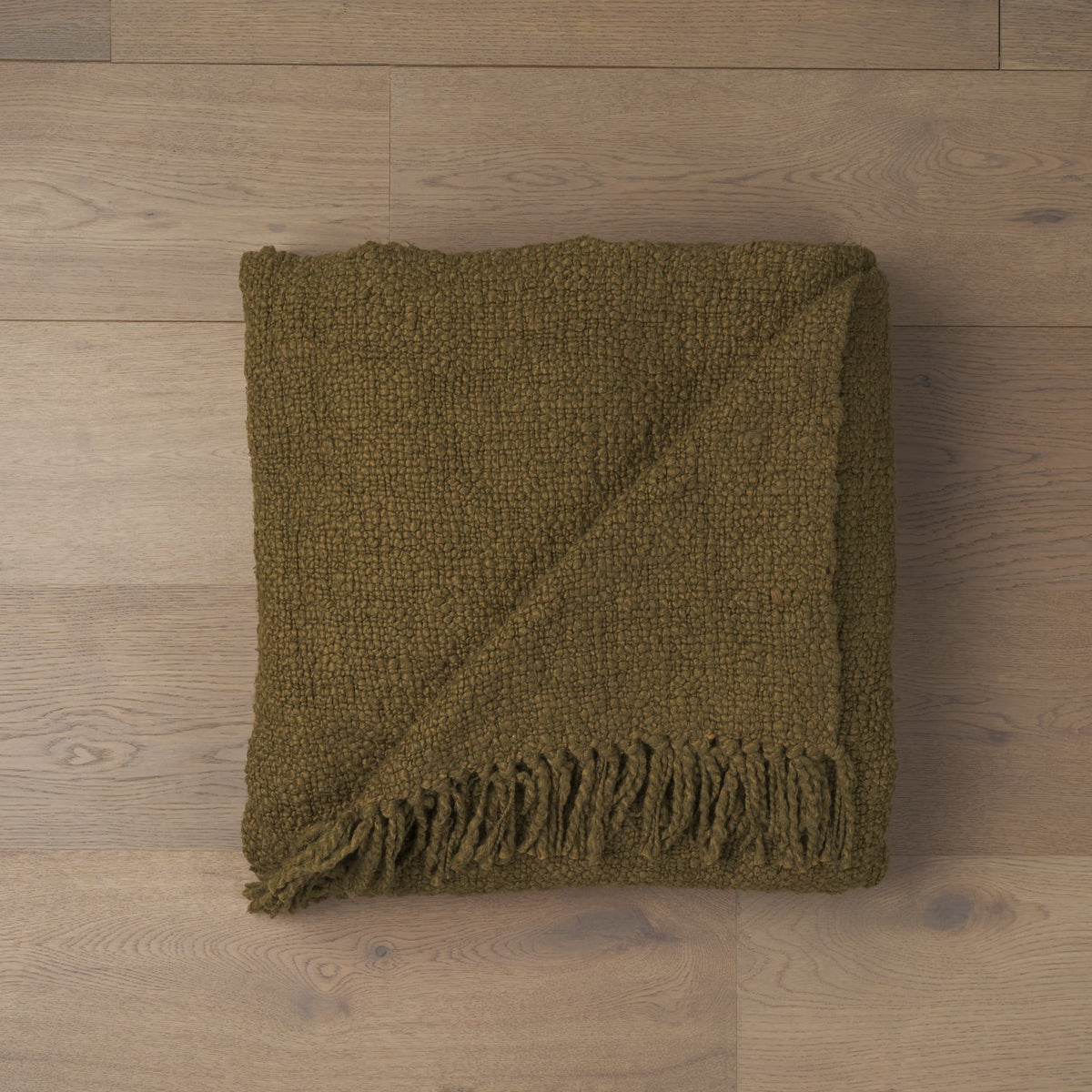 Kambal Dark Olive Green Woven Cotton Throw Blanket - Ornate Home