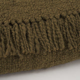 Kambal Dark Olive Green Woven Cotton Throw Blanket - Ornate Home