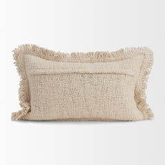 Kambal Light Beige 13x21 Cotton Pillow Cover with Non-Allergen Filler - Ornate Home