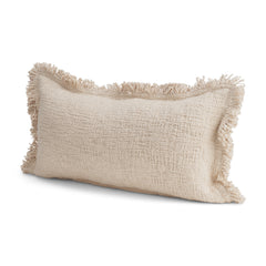 Kambal Light Beige 14x26 Cotton Pillow Cover with Down Filler - Ornate Home