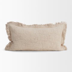 Kambal Light Beige 14x26 Cotton Pillow Cover with Down Filler - Ornate Home