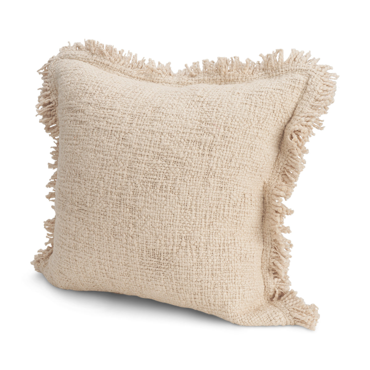 Kambal Light Beige 20x20 Cotton Pillow Cover with Down Filler - Ornate Home