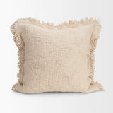 Kambal Light Beige 20x20 Cotton Pillow Cover with Down Filler - Ornate Home