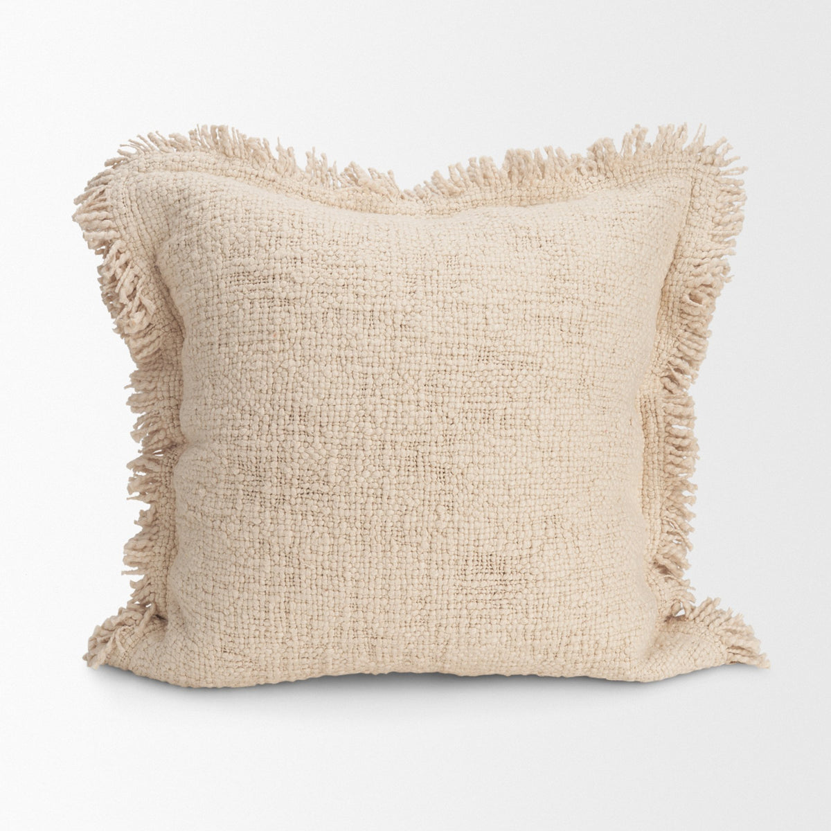 Kambal Light Beige 20x20 Cotton Pillow Cover with Down Filler - Ornate Home