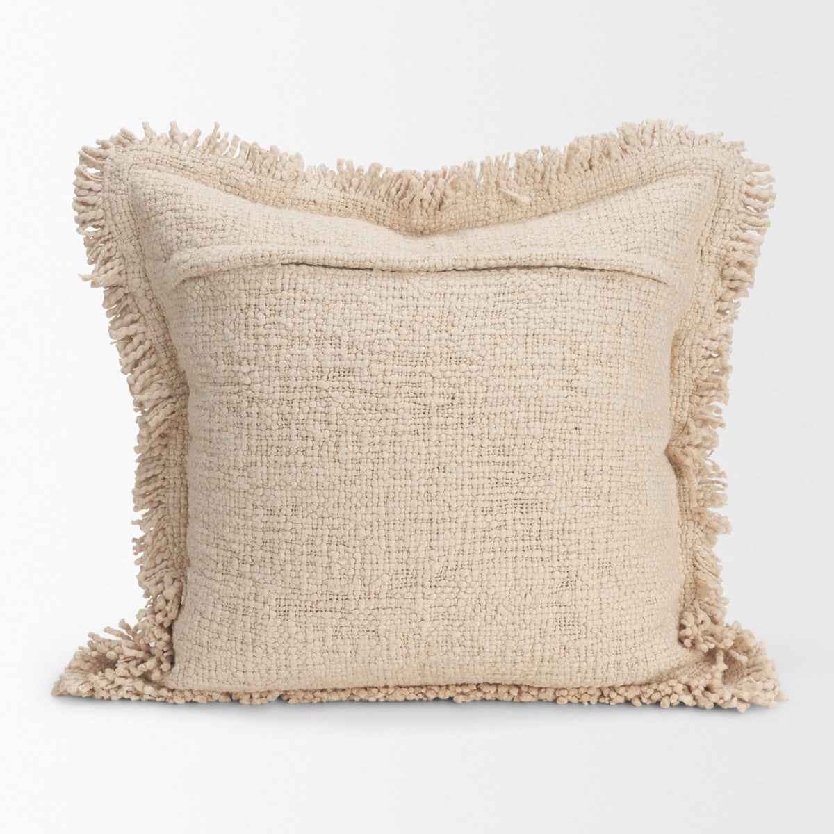 Kambal Light Beige 20x20 Cotton Pillow Cover with Down Filler - Ornate Home
