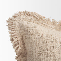 Kambal Light Beige 20x20 Cotton Pillow Cover with Down Filler - Ornate Home