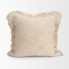 Kambal Light Beige 20x20 Cotton Pillow Cover with Non-Allergen Filler - Ornate Home