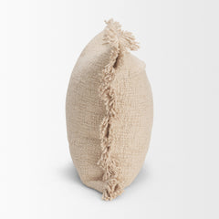 Kambal Light Beige 20x20 Cotton Pillow Cover with Non-Allergen Filler - Ornate Home