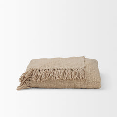 Kambal Light Beige Woven Cotton Throw Blanket