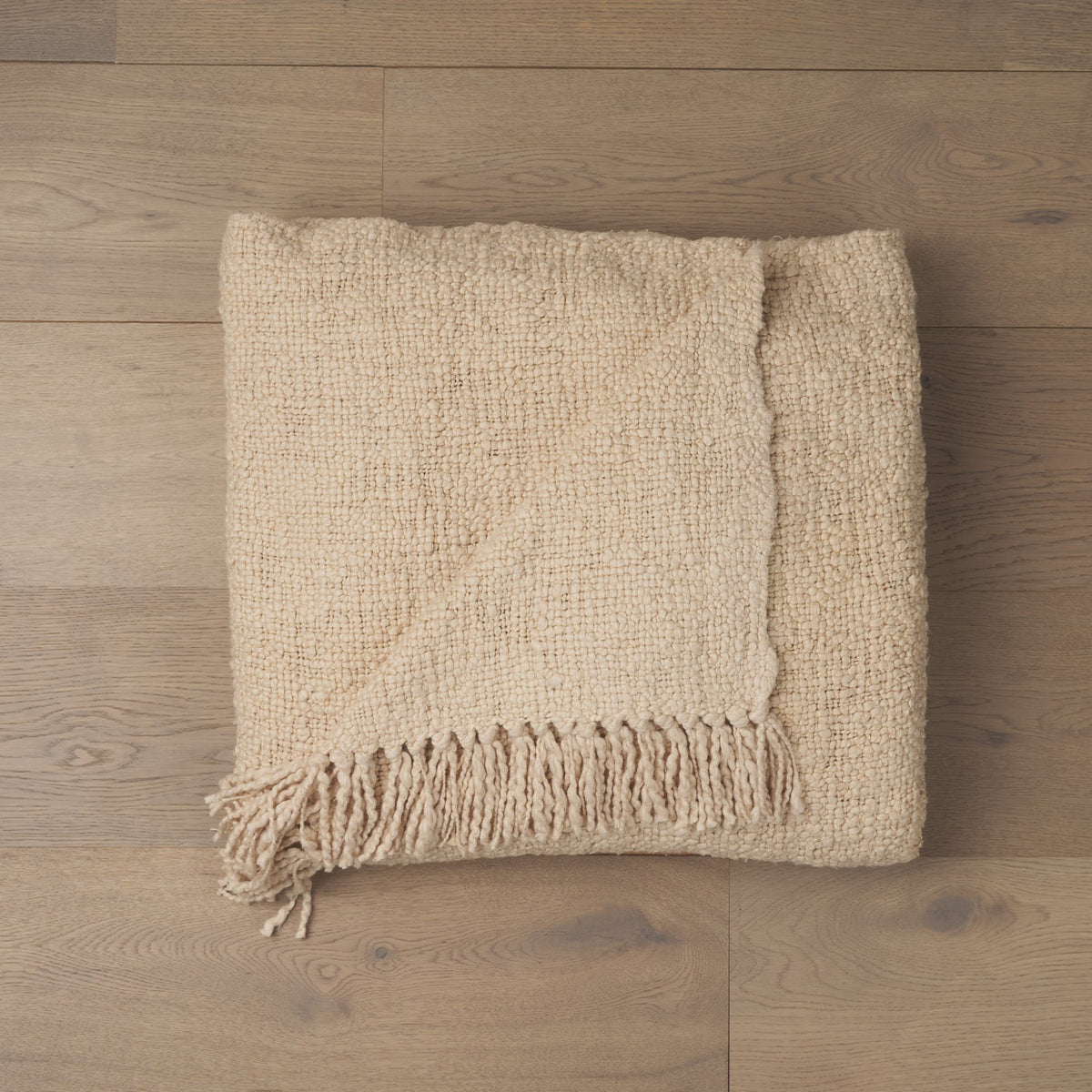 Kambal Light Beige Woven Cotton Throw Blanket - Ornate Home