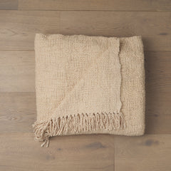 Kambal Light Beige Woven Cotton Throw Blanket