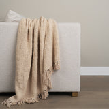 Kambal Light Beige Woven Cotton Throw Blanket - Ornate Home