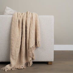 Kambal Light Beige Woven Cotton Throw Blanket