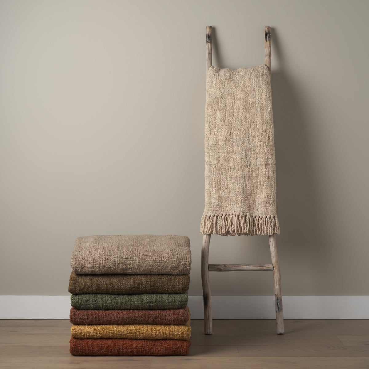 Kambal Light Beige Woven Cotton Throw Blanket - Ornate Home