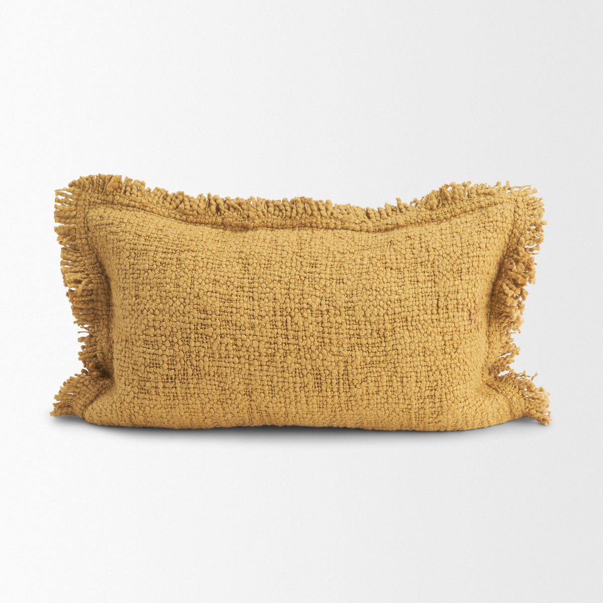 Kambal Mustard 13x21 Cotton Pillow Cover with Non-Allergen Filler - Ornate Home