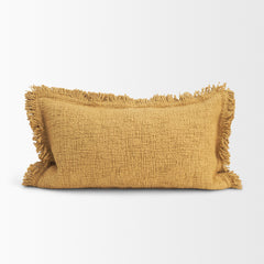 Kambal Mustard 14x26 Cotton Pillow Cover with Down Filler - Ornate Home