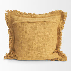 Kambal Mustard 20x20 Cotton Pillow Cover with Non-Allergen Filler - Ornate Home