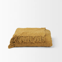 Kambal Mustard Woven Cotton Throw Blanket - Ornate Home