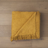 Kambal Mustard Woven Cotton Throw Blanket - Ornate Home