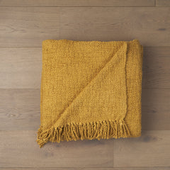 Kambal Mustard Woven Cotton Throw Blanket - Ornate Home